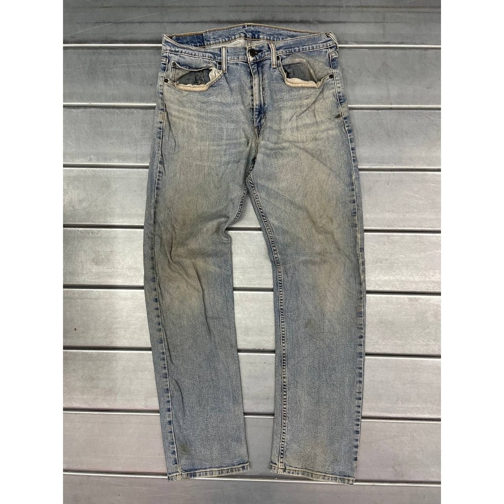 Levis 505 Straight Jeans Mens 33x33 Blue Light Wash‎ Denim Thrashed